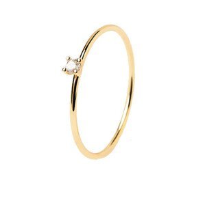 PDPAOLA Minimalistický pozlacený prsten se zirkonem White Solitary Essentials AN01-156 56 mm