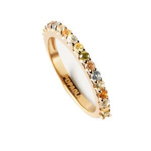 PDPAOLA Něžný pozlacený prsten se zirkony RAINBOW Gold AN01-C07 48 mm