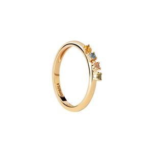 PDPAOLA Půvabný pozlacený prsten se zirkony RAINBOW Gold AN01-C10 54 mm