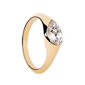 PDPAOLA Půvabný pozlacený prsten se zirkony Vanilla AN01-A51 52 mm