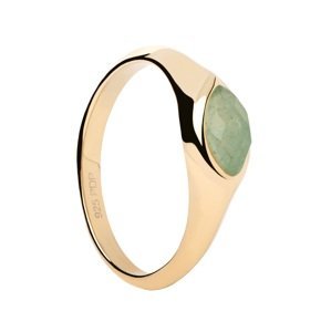 PDPAOLA Pozlacený prsten Green Aventurine Nomad Vanilla AN01-A47 50 mm