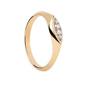 PDPAOLA Elegantní pozlacený prsten se zirkony Gala Vanilla AN01-A52 52 mm