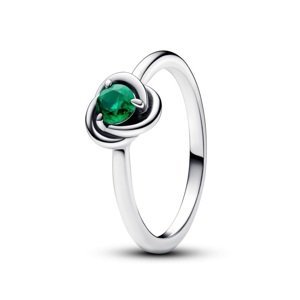 Pandora Stříbrný prsten se zeleným krystalem Květnový měsíční kámen 192993C05 54 mm