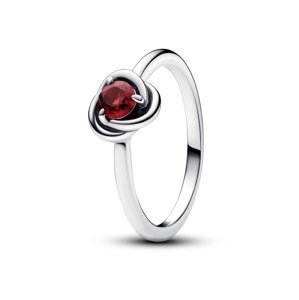 Pandora Stříbrný prsten s červeným krystalem Červencový kámen věčnosti 192993C07 52 mm