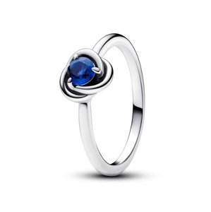 Pandora Stříbrný prsten s modrým krystalem Zářijový kruh věčnosti 192993C09 56 mm