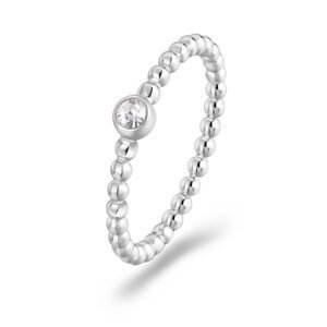 S`Agapõ Minimalistický ocelový prsten s krystalem For Love SFV46 50 mm