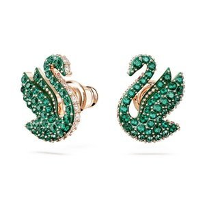 Swarovski Luxusní náušnice se zelenými krystaly Labuť Iconic Swan 5650063