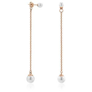 Troli Elegantní bronzové dlouhé náušnice s perlami