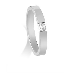 Troli Krásný ocelový prsten s krystalem 52 mm