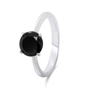 Brilio Silver Nadčasový stříbrný prsten s černým zirkonem RI057WBC 48 mm