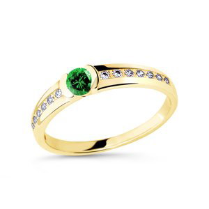 Cutie Diamonds Prsten ze žlutého zlata se smaragdem a diamanty DZ6708-2106-SM-X-1 50 mm