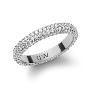 Daniel Wellington Třpytivý ocelový prsten s krystaly Pavé DW0040065 58 mm
