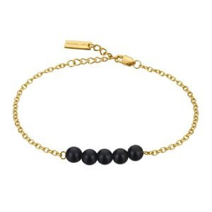 Emily Westwood Půvabný pozlacený náramek s černými perličkami WB1059G
