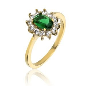 Marc Malone Třpytivý pozlacený prsten se zirkony Harmony Green Ring MCR23051G 52 mm