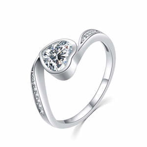 MOISS Něžný stříbrný prsten se zirkony Srdíčko R00021 55 mm