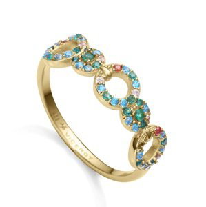 Viceroy Pozlacený prsten s barevnými zirkony Elegant 15120A010-39 50 mm