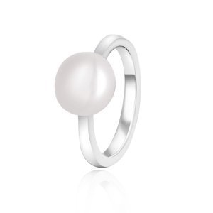 Beneto Elegantní stříbrný prsten s pravou perlou AGG29 50 mm