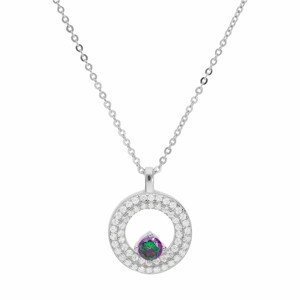 Brilio Silver Zářivý stříbrný náhrdelník s duhovým topazem Mystic Stone MP04957A (řetízek, přívěsek)