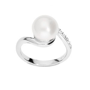 Brilio Silver Elegantní stříbrný prsten s pravou perlou SR05575A 58 mm
