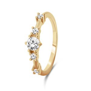 Brilio Silver Okouzlující pozlacený prsten se zirkony RI040Y 52 mm