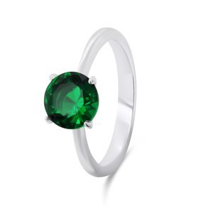 Brilio Silver Nadčasový stříbrný prsten se zeleným zirkonem RI057WG 50 mm
