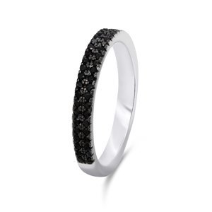 Brilio Silver Třpytivý stříbrný prsten s černými zirkony RI058W 56 mm