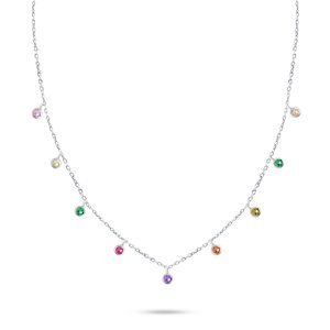 Brilio Silver Stříbrný náhrdelník s barevnými zirkony NCL60W