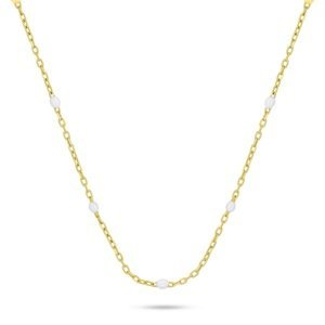 Brilio Silver Pozlacený náhrdelník s bílými kuličkami NCL112Y