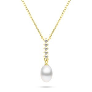 Brilio Silver Překrásný pozlacený náhrdelník s pravou perlou NCL130Y