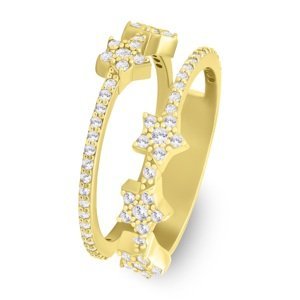 Brilio Silver Krásný pozlacený prsten s hvězdami RI095Y 56 mm