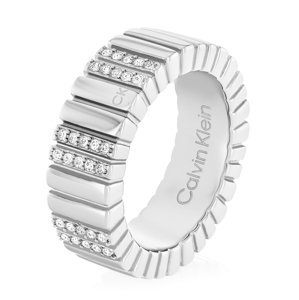Calvin Klein Módní ocelový prsten s krystaly Minimalistic Metal 35000440 56 mm