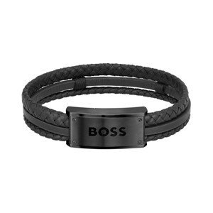 Hugo Boss Stylový černý kožený náramek 1580425