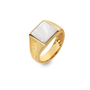 Hot Diamonds Pozlacený prsten s diamantem a perletí Jac Jossa Soul DR249 55 mm