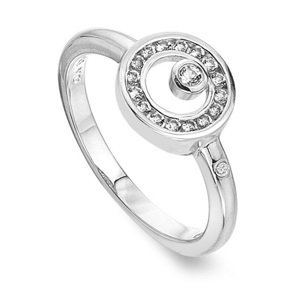 Hot Diamonds Třpytivý stříbrný prsten s diamantem a topazy Orbit DR259 52 mm