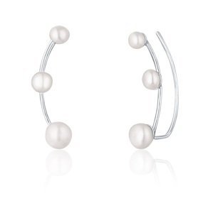 JwL Luxury Pearls Podélné stříbrné náušnice s říčními perlami JL0794