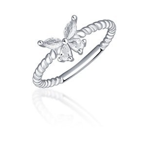 JVD Blyštivý stříbrný prsten s motýlkem SVLR0744XI2BI 50 mm