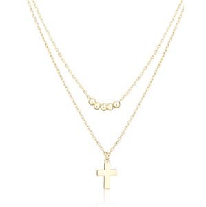 JVD Dvojitý pozlacený náhrdelník Křížek SVLN0395X61GO45
