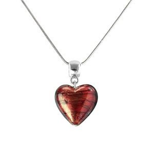 Lampglas Výrazný náhrdelník Fire Heart s 24karátovým zlatem v perle Lampglas NLH23
