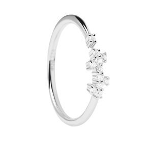 PDPAOLA Otevřený stříbrný prsten se zirkony PRINCE Silver AN02-672 52 mm