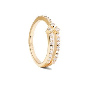 PDPAOLA Jedinečný pozlacený prsten s čirými zirkony SISI Gold AN01-865 48 mm