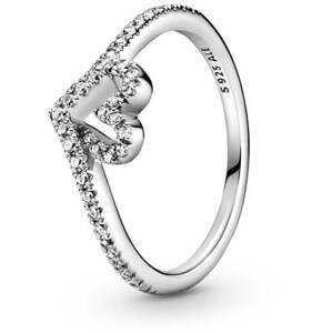 Pandora Romantický stříbrný prsten se srdíčkem Wish Timeless 199302C01 58 mm