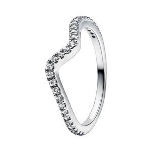 Pandora Vlnitý stříbrný prsten se zirkony 192539C01 52 mm
