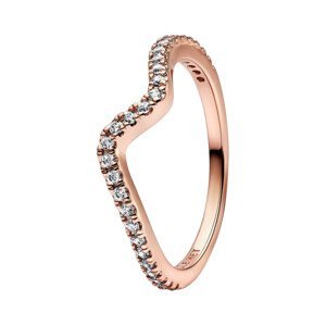 Pandora Vlnitý bronzový prsten se zirkony Rose Timeless 182539C01 52 mm