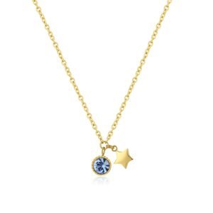 S`Agapõ Pozlacený náhrdelník s krystalem a hvězdou Lucky Light SKT24