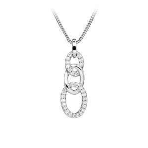 Silver Cat Elegantní stříbrný náhrdelník s kubickými zirkony SC479 (řetízek, přívěsek)