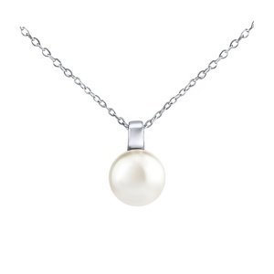 Silvego Stříbrný náhrdelník s bílou perlou Swarovski® Crystals 12 mm LPS061912PSWW (řetízek, přívěsek)