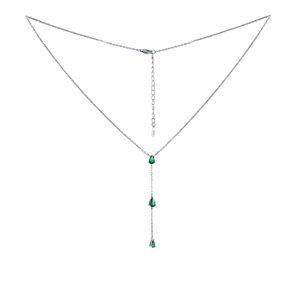 Silvego Stříbrný náhrdelník Gryn se zelenými zirkony Brilliance Zirconia MSS1023NG