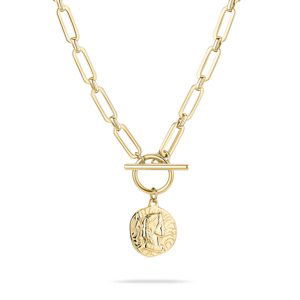 Tamaris Moderní pozlacený náhrdelník s mincí Coins TJ-0439-N-45