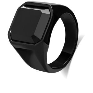 Troli Masivní prsten s černým krystalem 65 mm