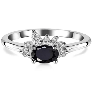 Klenoty Amber Luxusní stříbrný prsten s turmalínem a topazy Ochránce Velikost: 55